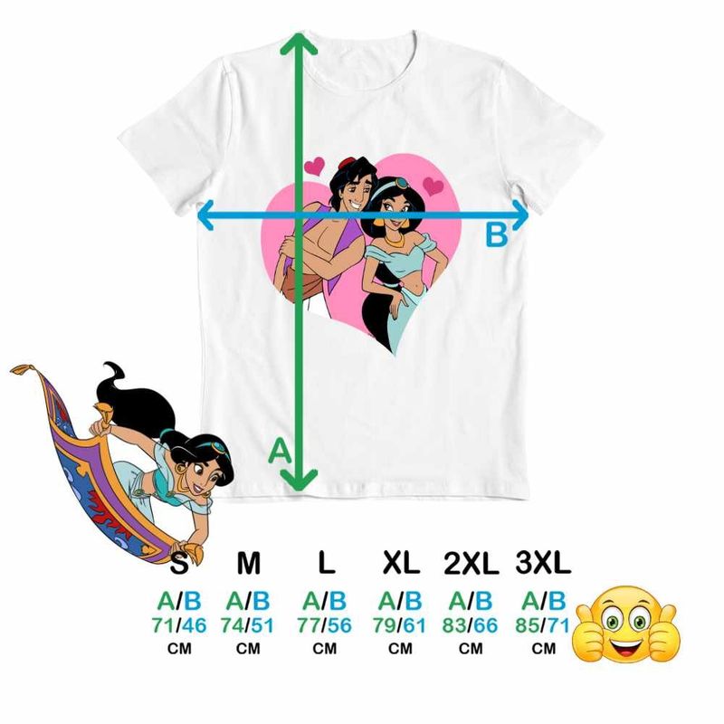 Fashion, accesorii si bijuterii - Barbati - Imbracaminte - Tricouri si bluze barbati - Tricou Barbati Aladdin Jasmine Valentines Day Love Dragobete Cuplu, alb, marime XL - Infinity.ro