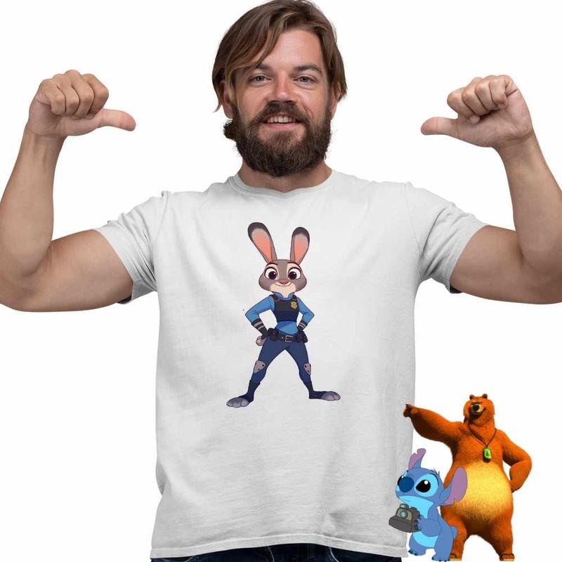 Fashion, accesorii si bijuterii - Barbati - Imbracaminte - Tricouri si bluze barbati - Tricou Barbati Zootopia Judy Hopps Politista, alb, marime 3XL - Infinity.ro