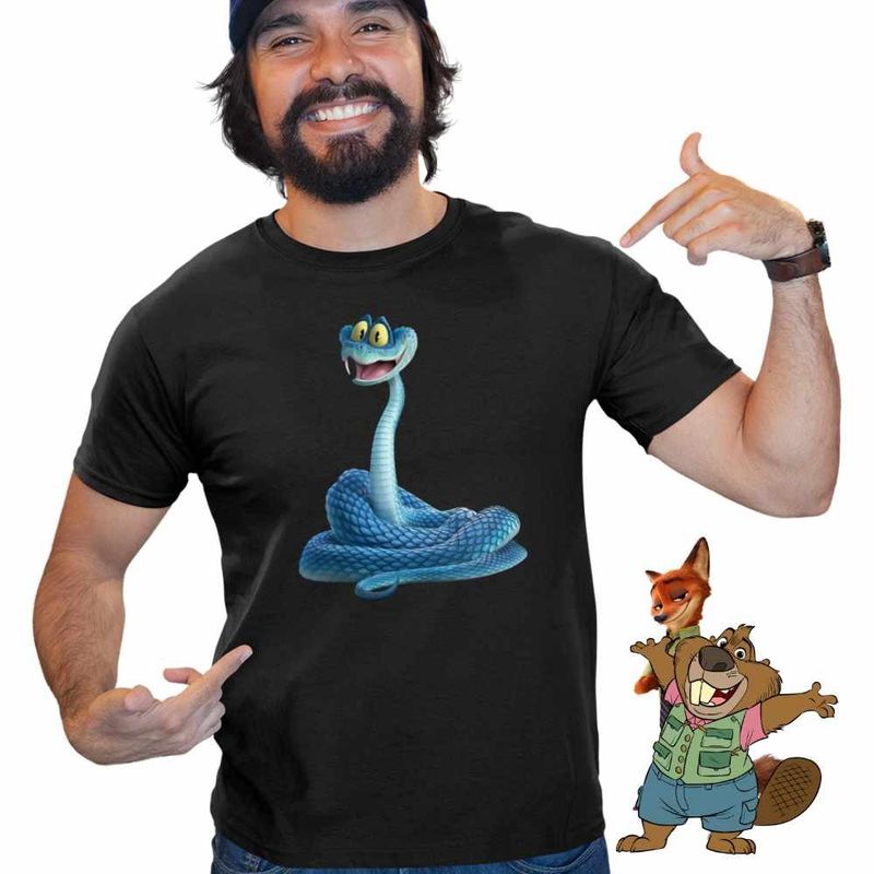 Fashion, accesorii si bijuterii - Barbati - Imbracaminte - Tricouri si bluze barbati - Tricou Barbati Zootopia Gary Vipera Zootropolis Sarpe, negru, marime S - Infinity.ro