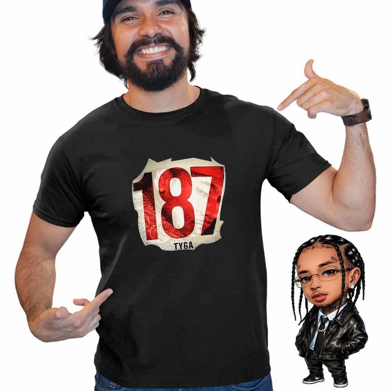 Fashion, accesorii si bijuterii - Barbati - Imbracaminte - Tricouri si bluze barbati - Tricou Barbati Tyga 187 Trap Rap Music, negru, marime S - Infinity.ro
