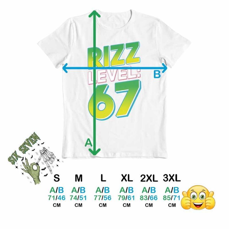 Fashion, accesorii si bijuterii - Barbati - Imbracaminte - Tricouri si bluze barbati - Tricou Barbati Six Seven Rizz Level 67, alb, marime S - Infinity.ro