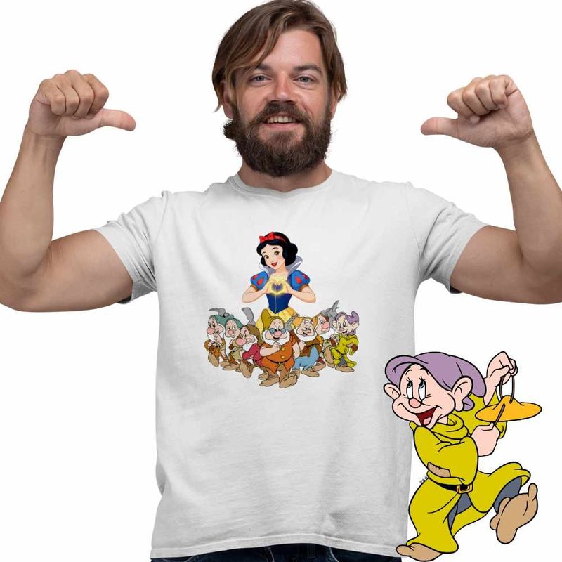 Fashion, accesorii si bijuterii - Barbati - Imbracaminte - Tricouri si bluze barbati - Tricou Barbati Alba ca Zapada cei 7 pitici, alb, marime 2XL - Infinity.ro
