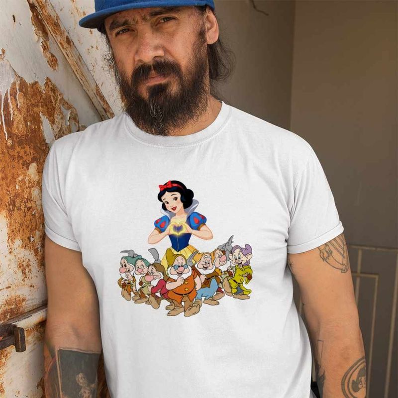 Fashion, accesorii si bijuterii - Barbati - Imbracaminte - Tricouri si bluze barbati - Tricou Barbati Alba ca Zapada cei 7 pitici, alb, marime 2XL - Infinity.ro