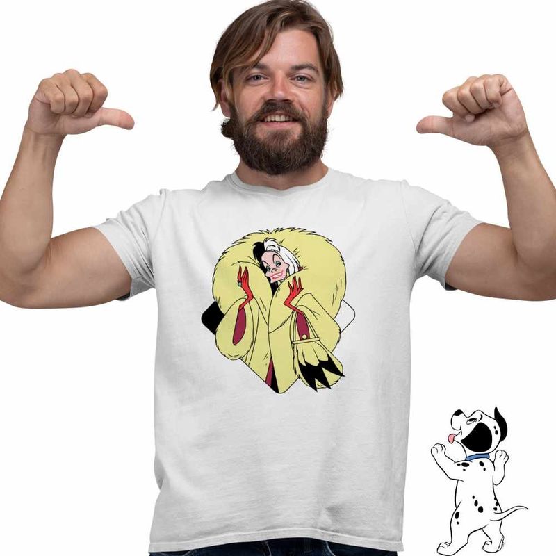 Fashion, accesorii si bijuterii - Barbati - Imbracaminte - Tricouri si bluze barbati - Tricou Barbati 101 Dalmatieni Cruella Devil, alb, marime L - Infinity.ro