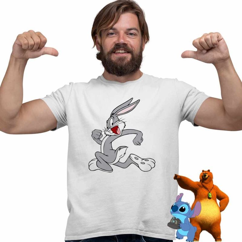 Fashion, accesorii si bijuterii - Barbati - Imbracaminte - Tricouri si bluze barbati - Tricou Barbati Bugs Bunny Iepuras, alb, marime 2XL - Infinity.ro