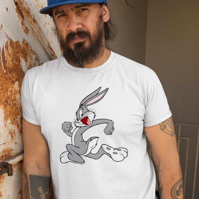 Fashion, accesorii si bijuterii - Barbati - Imbracaminte - Tricouri si bluze barbati - Tricou Barbati Bugs Bunny Iepuras, alb, marime 2XL - Infinity.ro