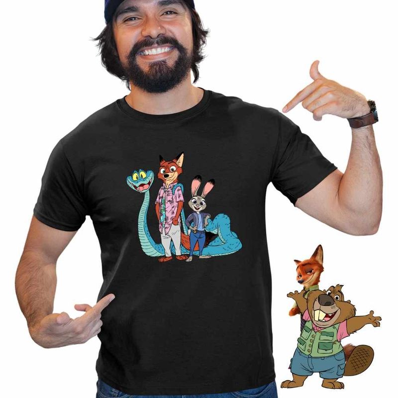 Fashion, accesorii si bijuterii - Barbati - Imbracaminte - Tricouri si bluze barbati - Tricou Barbati Zootopia Nick Judy Gary Zootropolis Politist, negru, marime L - Infinity.ro