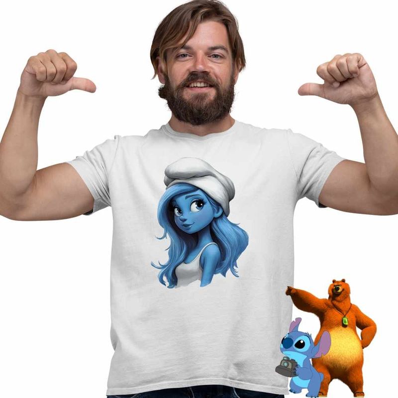 Fashion, accesorii si bijuterii - Barbati - Imbracaminte - Tricouri si bluze barbati - Tricou Barbati Strumfita Printesa Elf, alb, marime L - Infinity.ro