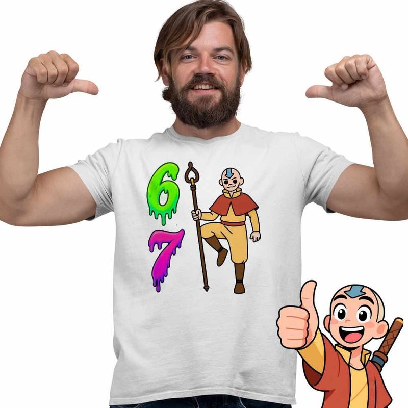 Fashion, accesorii si bijuterii - Barbati - Imbracaminte - Tricouri si bluze barbati - Tricou Barbati Avatar Six Seven Last Airbender 67 Calugar Shaolin, alb, marime 2XL - Infinity.ro