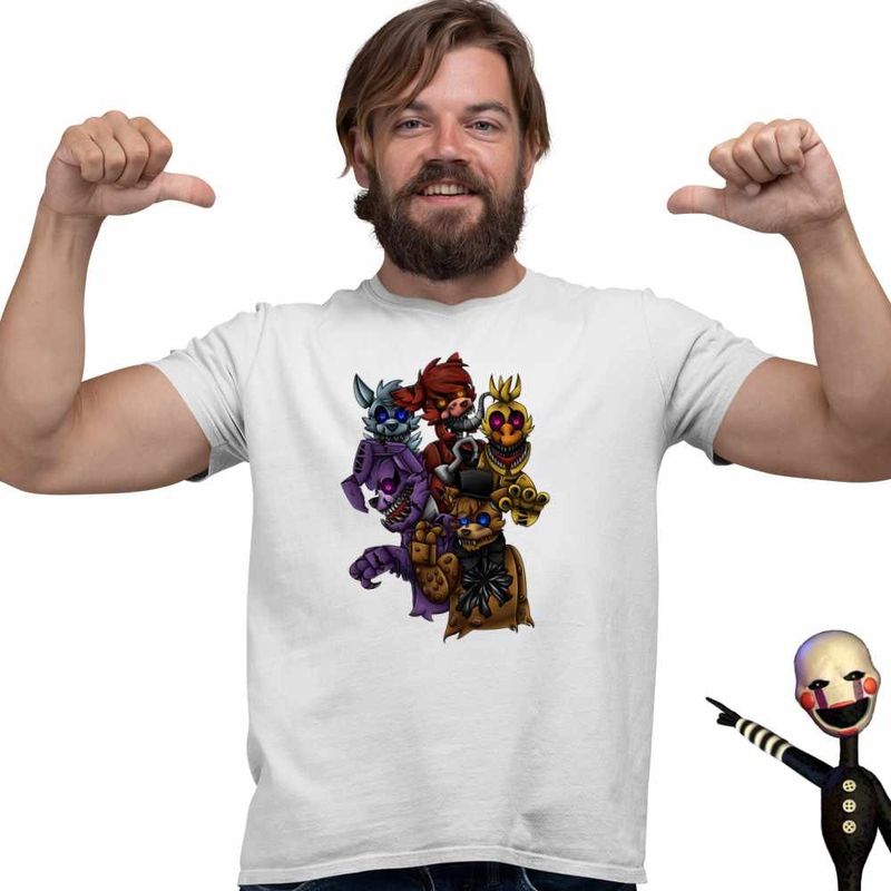 Fashion, accesorii si bijuterii - Barbati - Imbracaminte - Tricouri si bluze barbati - Tricou Barbati Fnaf Horror Five Nights at Freddy Horror Halloween, alb, marime 3XL - Infinity.ro