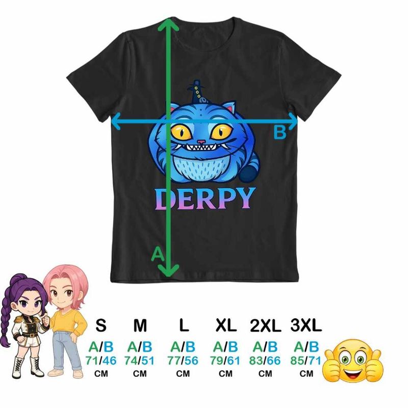 Fashion, accesorii si bijuterii - Barbati - Imbracaminte - Tricouri si bluze barbati - Tricou Barbati Huntrix Derpy Pisica Demon Kpop, negru, marime XL - Infinity.ro
