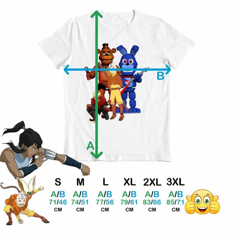 Fashion, accesorii si bijuterii - Barbati - Imbracaminte - Tricouri si bluze barbati - Tricou Barbati Avatar Fnaf Freddy Last Airbender Firebender, alb, marime L - Infinity.ro