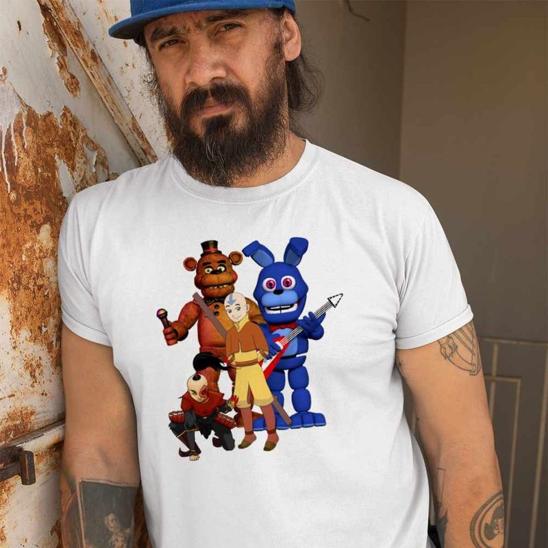 Fashion, accesorii si bijuterii - Barbati - Imbracaminte - Tricouri si bluze barbati - Tricou Barbati Avatar Fnaf Freddy Last Airbender Firebender, alb, marime L - Infinity.ro