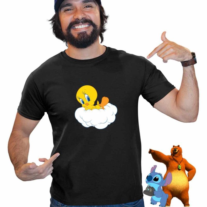 Fashion, accesorii si bijuterii - Barbati - Imbracaminte - Tricouri si bluze barbati - Tricou Barbati Tweety Norisor, negru, marime M - Infinity.ro