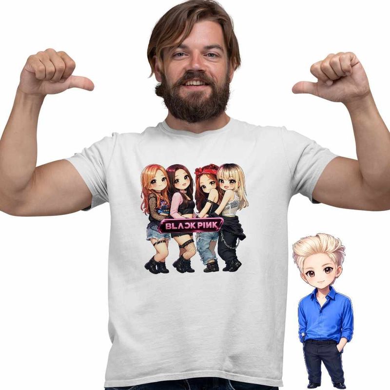 Fashion, accesorii si bijuterii - Barbati - Imbracaminte - Tricouri si bluze barbati - Tricou Barbati BlackPink Party Kpop Merch, alb, marime 2XL - Infinity.ro