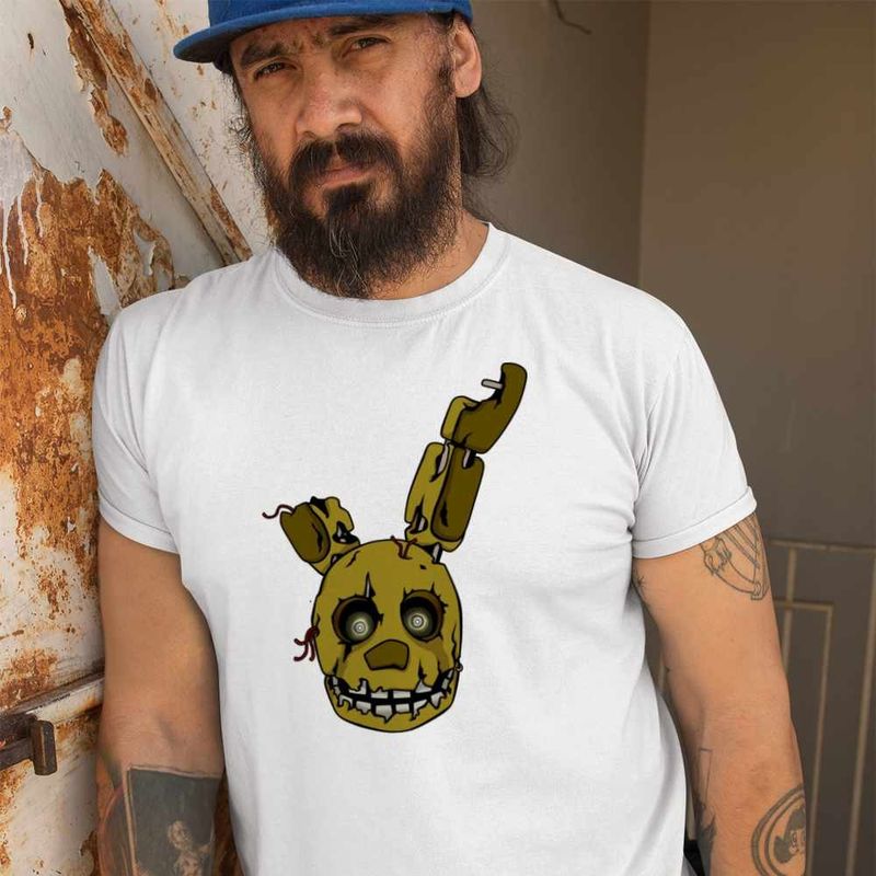 Fashion, accesorii si bijuterii - Barbati - Imbracaminte - Tricouri si bluze barbati - Tricou Barbati Fnaf Spring Bonnie Five Nights at Freddy Horror Halloween, alb, marime XL - Infinity.ro