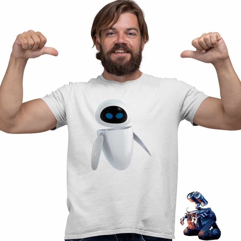 Fashion, accesorii si bijuterii - Barbati - Imbracaminte - Tricouri si bluze barbati - Tricou Barbati Wall-E Robot Avansat Eve Viitor SF  Desen Animat, alb, marime 3XL - Infinity.ro