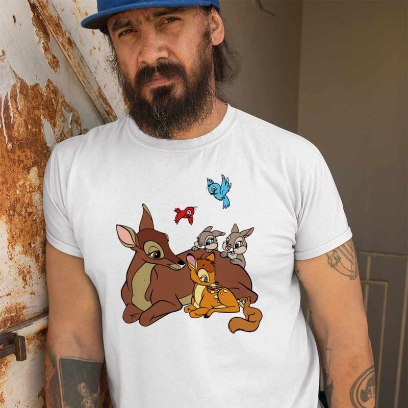 Fashion, accesorii si bijuterii - Barbati - Imbracaminte - Tricouri si bluze barbati - Tricou Barbati Bambi Thumper Iepuras Caprioara, alb, marime XL - Infinity.ro