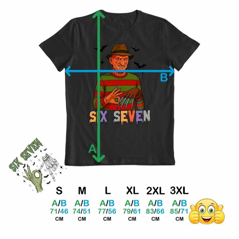 Fashion, accesorii si bijuterii - Barbati - Imbracaminte - Tricouri si bluze barbati - Tricou Barbati Six Seven Freddy Krueger 67 Halloween, negru, marime M - Infinity.ro