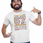 Fashion, accesorii si bijuterii - Barbati - Imbracaminte - Tricouri si bluze barbati - Tricou Barbati Six Seven Effect Glitch 67, alb, marime S - Infinity.ro