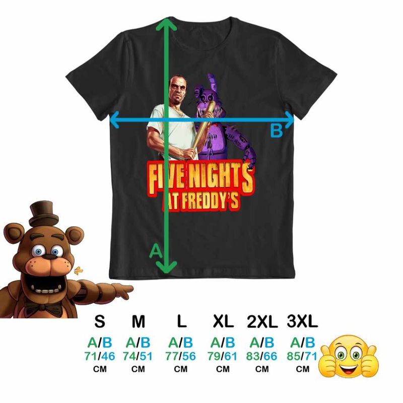 Fashion, accesorii si bijuterii - Barbati - Imbracaminte - Tricouri si bluze barbati - Tricou Barbati Fnaf GTA5 Five Nights at Freddy Horror Halloween, negru, marime 3XL - Infinity.ro