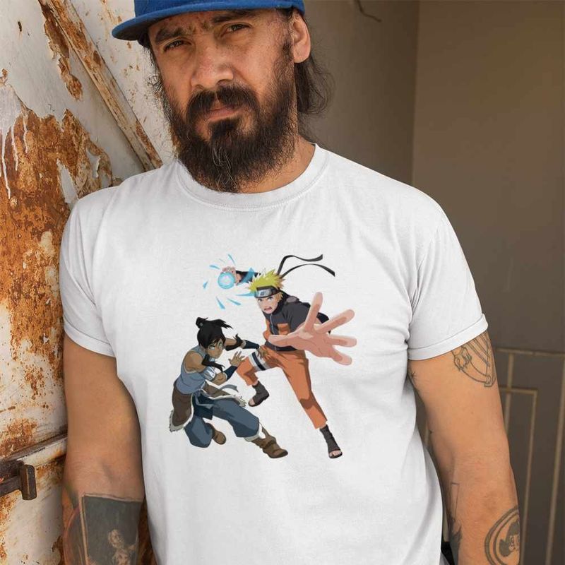 Fashion, accesorii si bijuterii - Barbati - Imbracaminte - Tricouri si bluze barbati - Tricou Barbati Avatar Korra Naruto Airbender, alb, marime 2XL - Infinity.ro