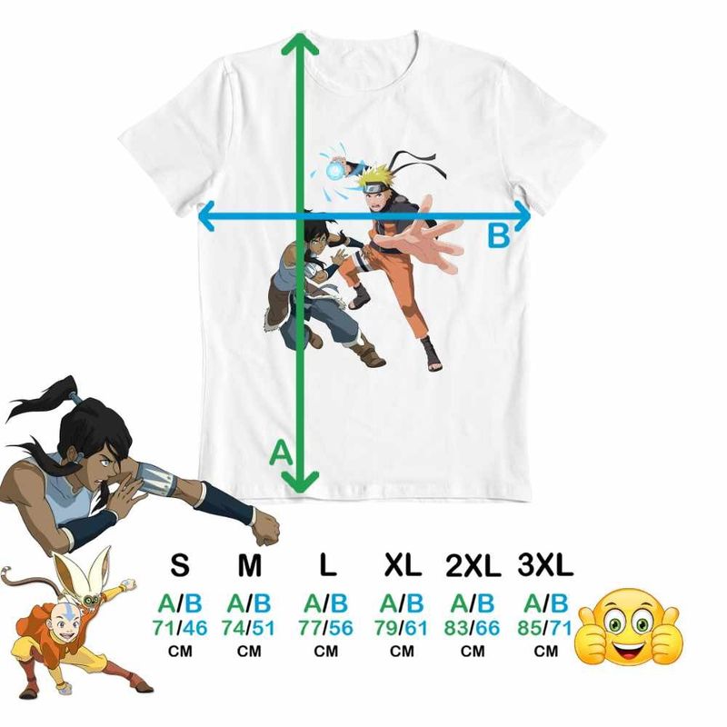 Fashion, accesorii si bijuterii - Barbati - Imbracaminte - Tricouri si bluze barbati - Tricou Barbati Avatar Korra Naruto Airbender, alb, marime 2XL - Infinity.ro