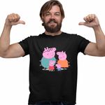 Fashion, accesorii si bijuterii - Barbati - Imbracaminte - Tricouri si bluze barbati - Tricou Barbati Purcelusa Peppa Pig Familia, negru, marime 3XL - Infinity.ro