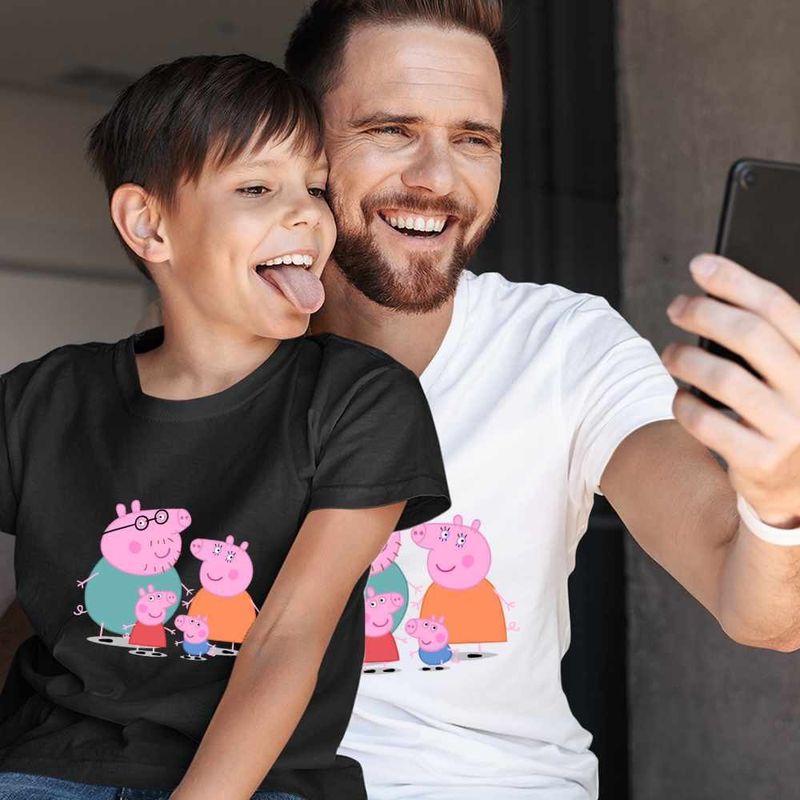 Fashion, accesorii si bijuterii - Barbati - Imbracaminte - Tricouri si bluze barbati - Tricou Barbati Purcelusa Peppa Pig Familia, negru, marime 3XL - Infinity.ro