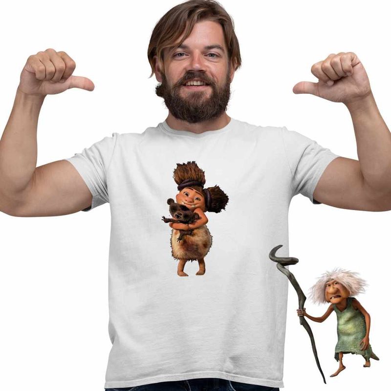Fashion, accesorii si bijuterii - Barbati - Imbracaminte - Tricouri si bluze barbati - Tricou Barbati The Croods Sandy Familia Crood Epoca de Piatra, alb, marime XL - Infinity.ro