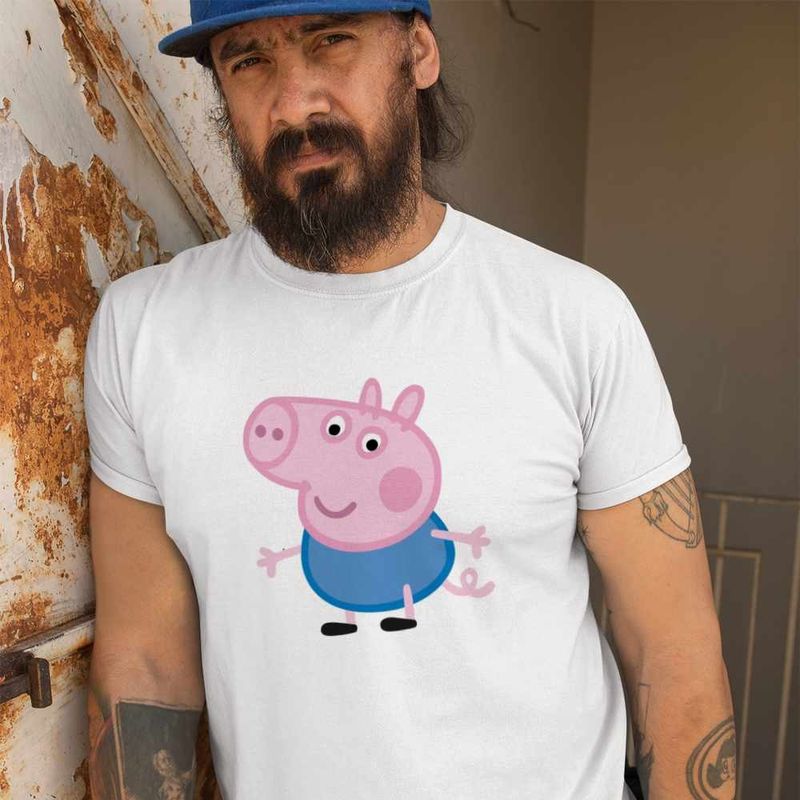 Fashion, accesorii si bijuterii - Barbati - Imbracaminte - Tricouri si bluze barbati - Tricou Barbati George Purcelusa Peppa Pig, alb, marime S - Infinity.ro