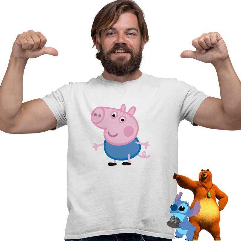 Fashion, accesorii si bijuterii - Barbati - Imbracaminte - Tricouri si bluze barbati - Tricou Barbati George Purcelusa Peppa Pig, alb, marime S - Infinity.ro