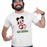 Fashion, accesorii si bijuterii - Barbati - Imbracaminte - Tricouri si bluze barbati - Tricou Barbati Six Seven Mickey Mouse Craciun Donald Duck, alb, marime 2XL - Infinity.ro