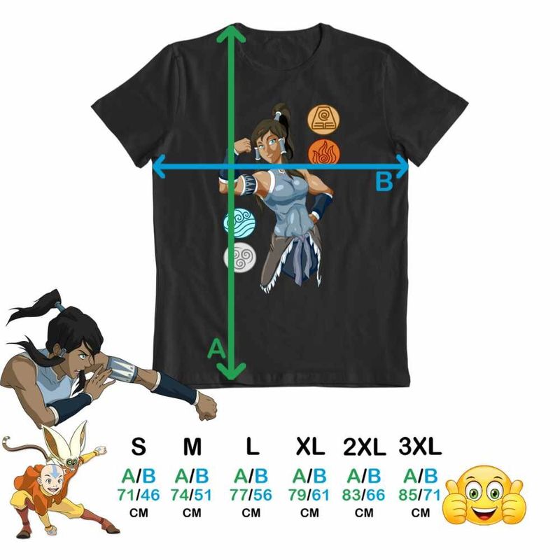 Fashion, accesorii si bijuterii - Barbati - Imbracaminte - Tricouri si bluze barbati - Tricou Barbati Avatar Legenda lui Korra Cele 4 Elemente, negru, marime 2XL - Infinity.ro