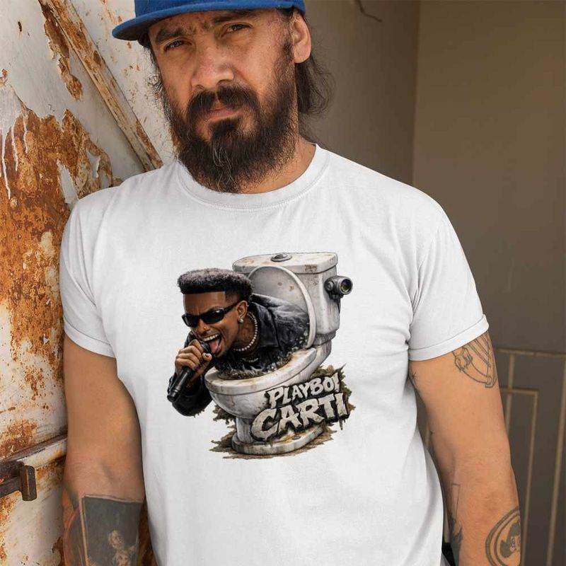 Fashion, accesorii si bijuterii - Barbati - Imbracaminte - Tricouri si bluze barbati - Tricou Barbati Playboi Carti Skibidi Toilet, alb, marime 3XL - Infinity.ro