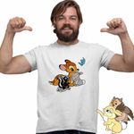 Fashion, accesorii si bijuterii - Barbati - Imbracaminte - Tricouri si bluze barbati - Tricou Barbati Bambi Thumper Flower Natura Sconcs, alb, marime L - Infinity.ro