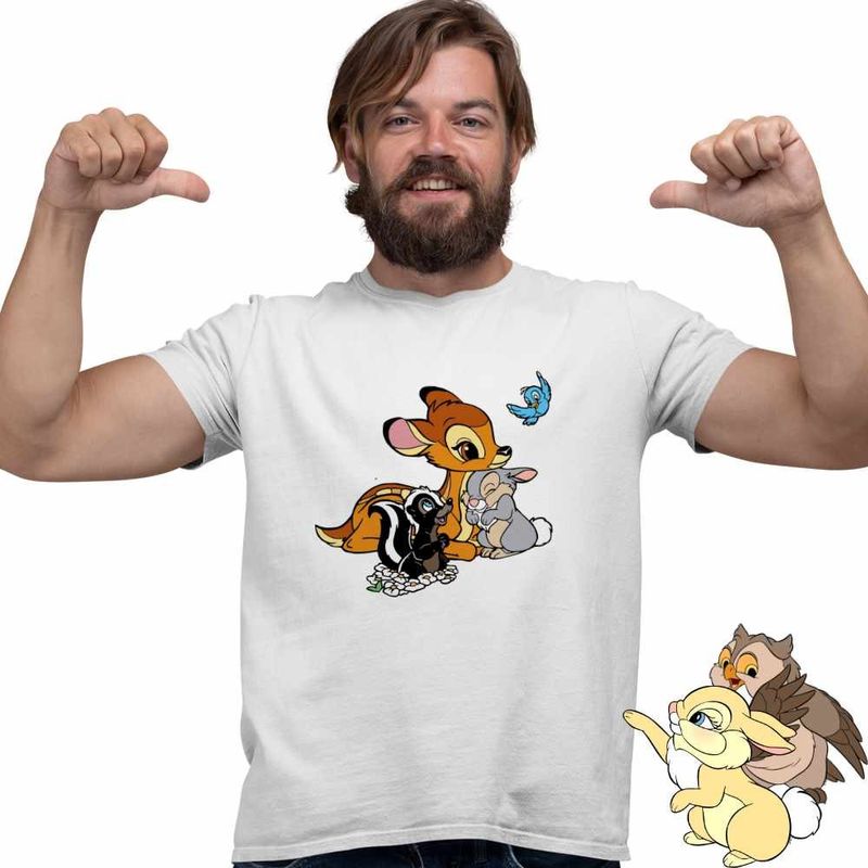 Fashion, accesorii si bijuterii - Barbati - Imbracaminte - Tricouri si bluze barbati - Tricou Barbati Bambi Thumper Flower Natura Sconcs, alb, marime L - Infinity.ro