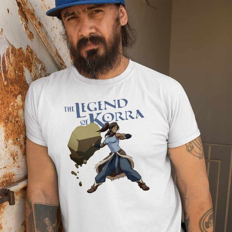 Fashion, accesorii si bijuterii - Barbati - Imbracaminte - Tricouri si bluze barbati - Tricou Barbati Avatar Korra Maestru Pamantului Airbender, alb, marime L - Infinity.ro