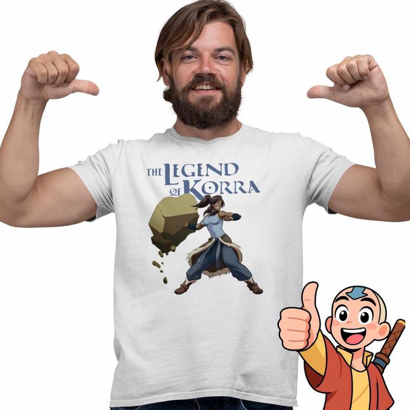 Fashion, accesorii si bijuterii - Barbati - Imbracaminte - Tricouri si bluze barbati - Tricou Barbati Avatar Korra Maestru Pamantului Airbender, alb, marime L - Infinity.ro