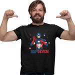 Fashion, accesorii si bijuterii - Barbati - Imbracaminte - Tricouri si bluze barbati - Tricou Barbati Six Seven Captain America 67 Marvel Superhero, negru, marime 3XL - Infinity.ro