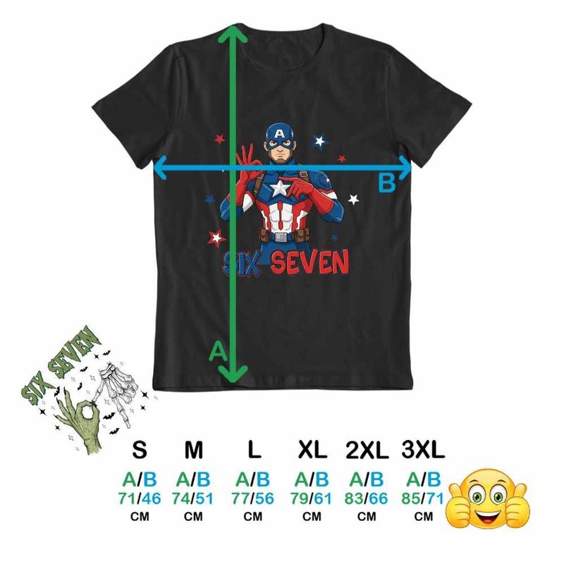 Fashion, accesorii si bijuterii - Barbati - Imbracaminte - Tricouri si bluze barbati - Tricou Barbati Six Seven Captain America 67 Marvel Superhero, negru, marime 3XL - Infinity.ro
