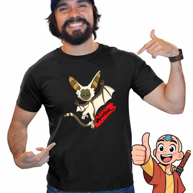 Fashion, accesorii si bijuterii - Barbati - Imbracaminte - Tricouri si bluze barbati - Tricou Barbati Avatar Momo Last Airbender Maestru al Aerului, negru, marime L - Infinity.ro