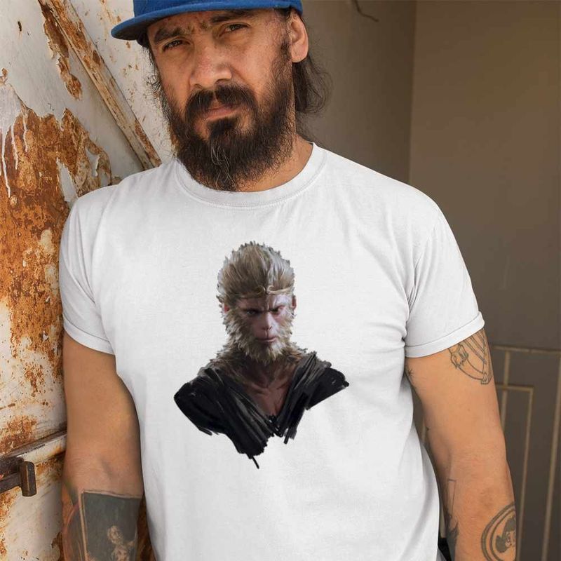 Fashion, accesorii si bijuterii - Barbati - Imbracaminte - Tricouri si bluze barbati - Tricou Barbati Wukong Myth Black Death Monkey, alb, marime M - Infinity.ro