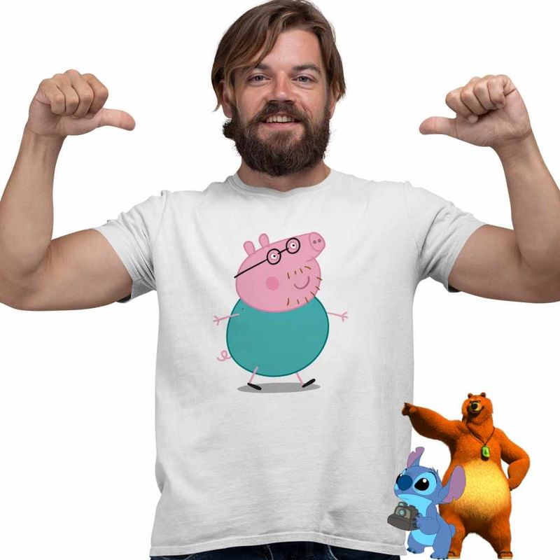 Fashion, accesorii si bijuterii - Barbati - Imbracaminte - Tricouri si bluze barbati - Tricou Barbati Tata Purcelusa Peppa Pig Pepa, alb, marime S - Infinity.ro
