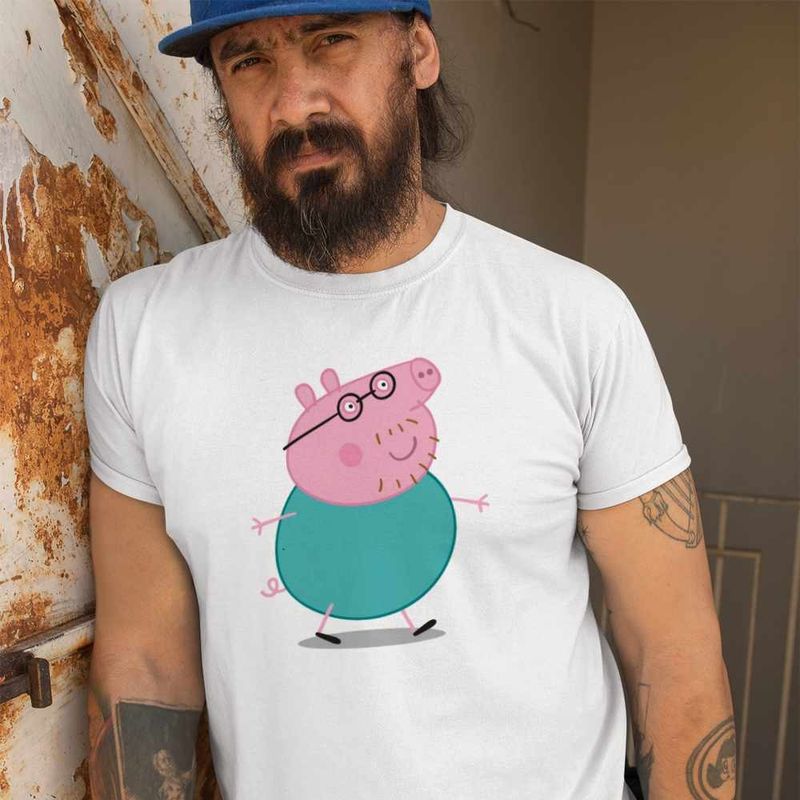 Fashion, accesorii si bijuterii - Barbati - Imbracaminte - Tricouri si bluze barbati - Tricou Barbati Tata Purcelusa Peppa Pig Pepa, alb, marime S - Infinity.ro