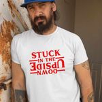 Fashion, accesorii si bijuterii - Barbati - Imbracaminte - Tricouri si bluze barbati - Tricou Barbati Stranger Things Stuck in the Upside Down, alb, marime XL - Infinity.ro