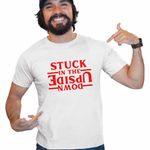 Fashion, accesorii si bijuterii - Barbati - Imbracaminte - Tricouri si bluze barbati - Tricou Barbati Stranger Things Stuck in the Upside Down, alb, marime XL - Infinity.ro