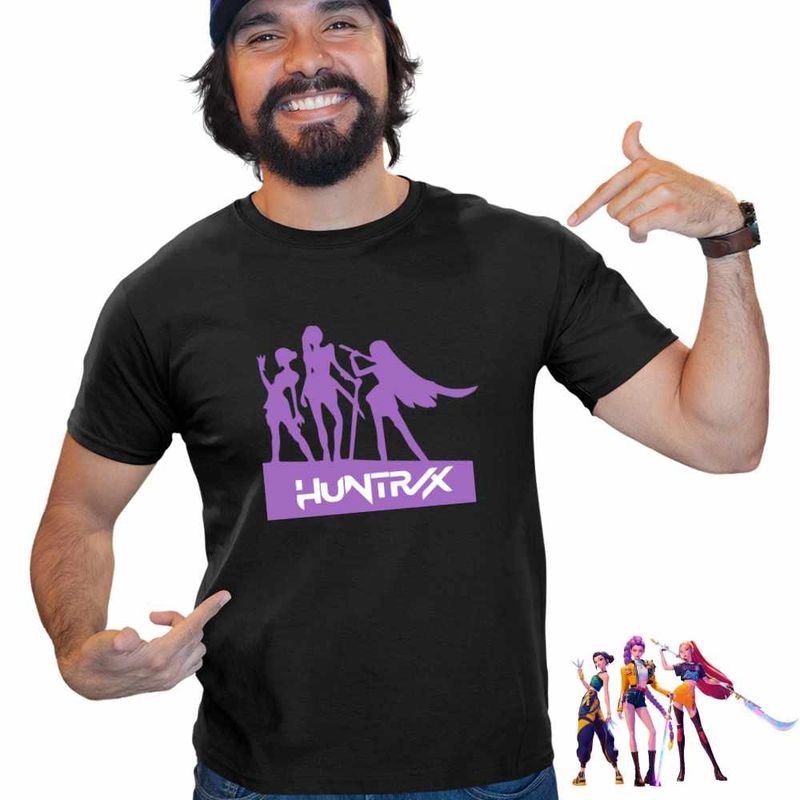 Fashion, accesorii si bijuterii - Barbati - Imbracaminte - Tricouri si bluze barbati - Tricou Barbati Huntrix Demon Hunters Kpop, negru, marime S - Infinity.ro