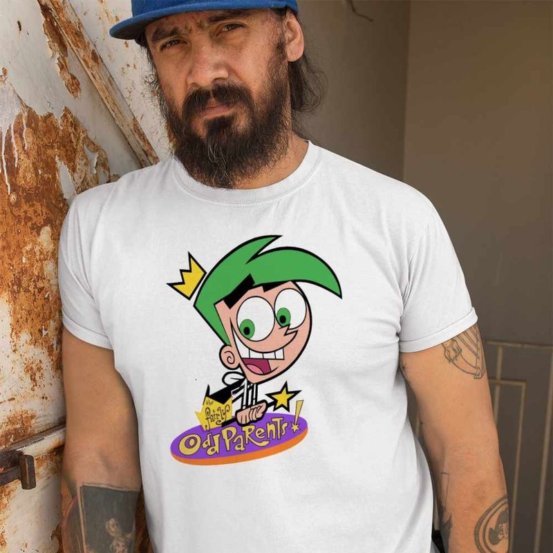 Fashion, accesorii si bijuterii - Barbati - Imbracaminte - Tricouri si bluze barbati - Tricou Barbati Fairly Odd Parents Cosmo Julius Nasii mei Vrajitori, alb, marime M - Infinity.ro