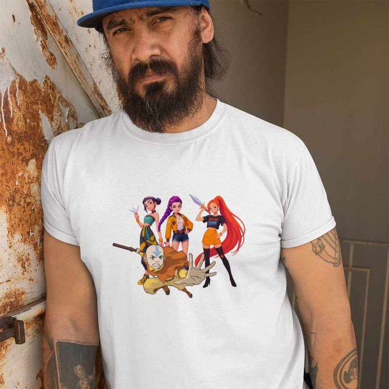 Fashion, accesorii si bijuterii - Barbati - Imbracaminte - Tricouri si bluze barbati - Tricou Barbati Avatar Huntrix Kpop Last Airbender, alb, marime S - Infinity.ro